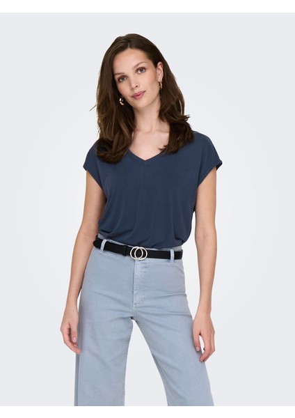 Kadın Regular Fit V Yaka Basic T-Shirt - 15326642