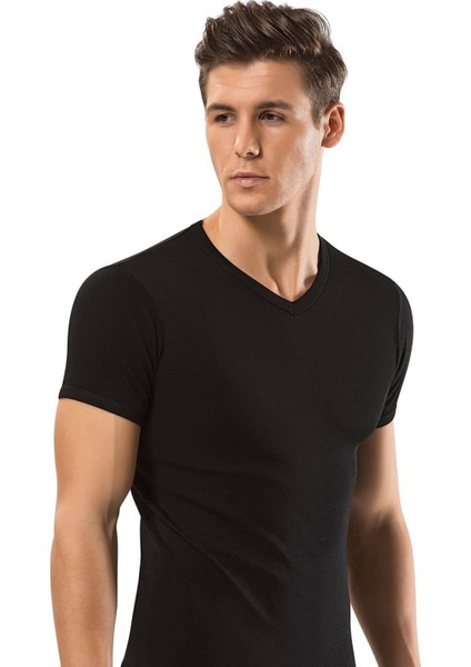 Erdem Siyah Ribana V Yaka T-Shirt 1198