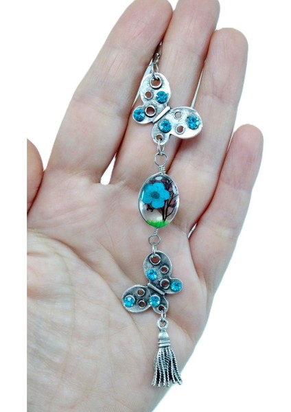 Dikiz Ayna Süsü, Turkuaz Parlak Taşlı Kelebek Yaşayan Manzara Araba Süsü modelleri