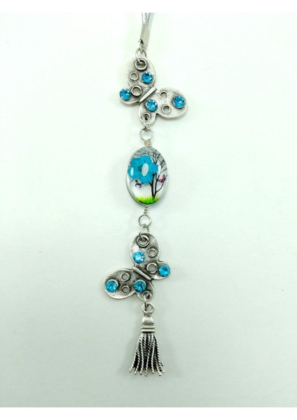 Dikiz Ayna Süsü, Turkuaz Parlak Taşlı Kelebek Yaşayan Manzara Araba Süsü indirimleri