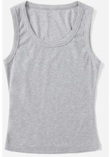 Düz Renk Kadın Kolsuz Bluz Crop Top