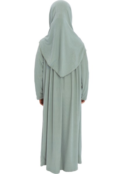 Çocuk Namaz Elbisesi- Kaşkorse Pratik Başörtülü - Açık Su Yeşili fırsatları
