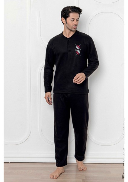 Falkom 7206 Desenli Polar Kışlık Erkek Pijama Takımı Uyku Takımı
