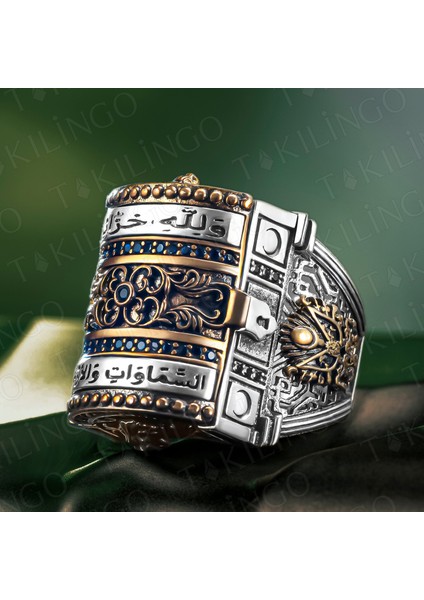 925 Ayar Gümüş Islam Usta Himaye Kapaklı Dualı Erkek Yüzük