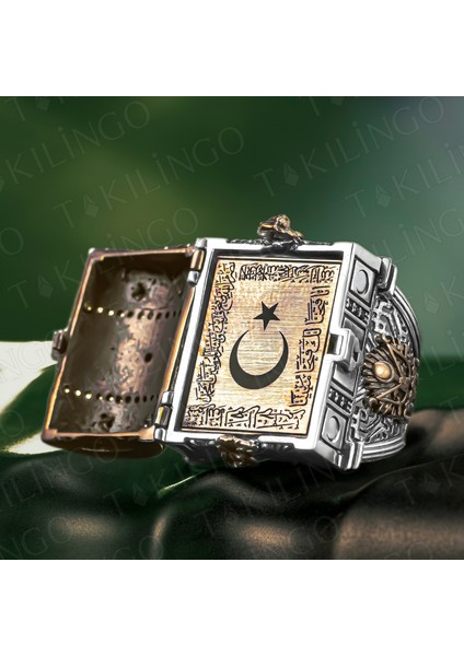 925 Ayar Gümüş Islam Usta Himaye Kapaklı Dualı Erkek Yüzük fiyatları