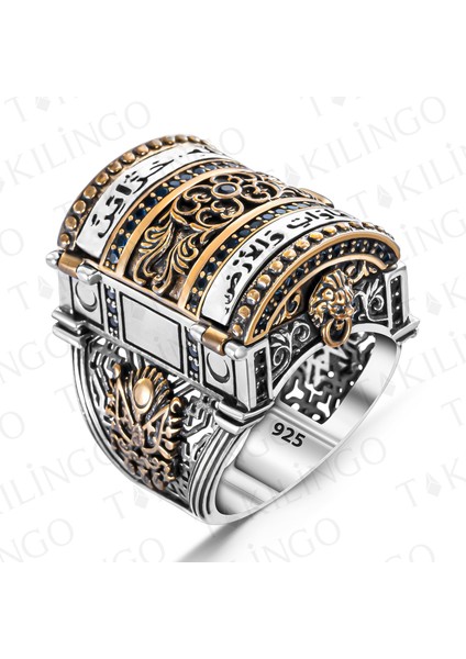 925 Ayar Gümüş Islam Usta Himaye Kapaklı Dualı Erkek Yüzük modelleri