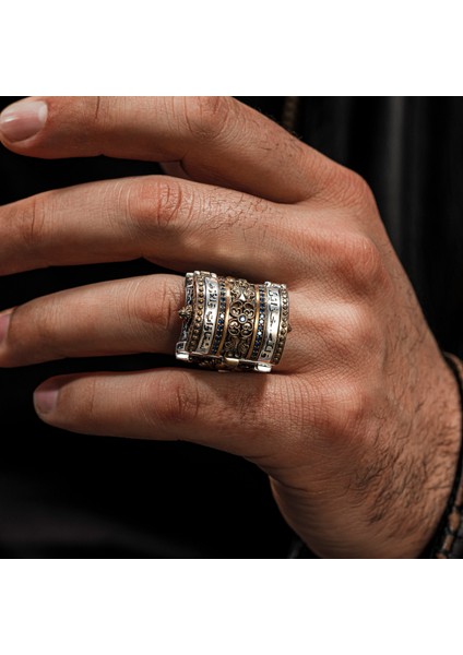 925 Ayar Gümüş Islam Usta Himaye Kapaklı Dualı Erkek Yüzük fırsatları