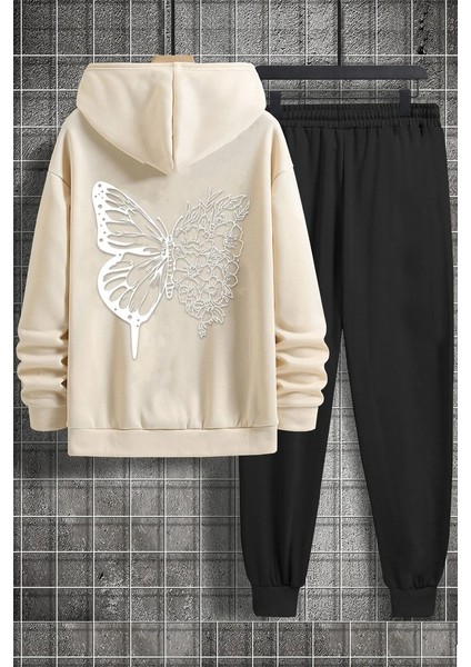 Uygun Tarz Unisex Drawing Butterflies Sırt Baskılı Eşofman Takımı