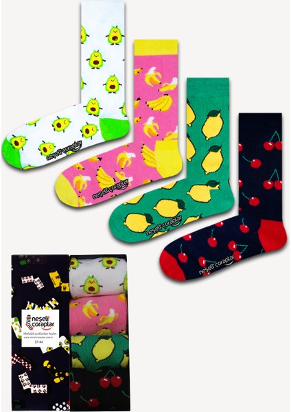4'lü Mini Avokadolar Renkli Çorap Set
