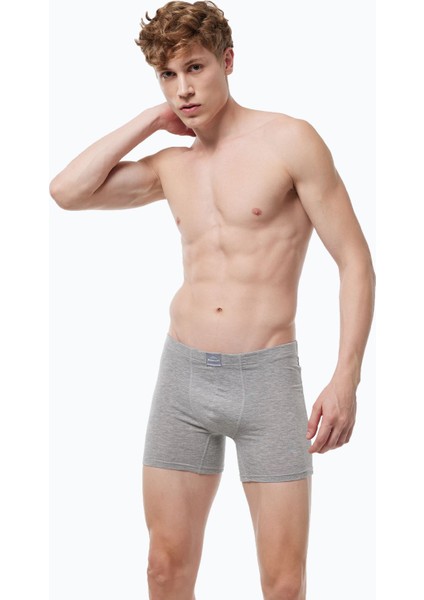 Erkek Gri Premium Collection Modal Uzun Boxer 250