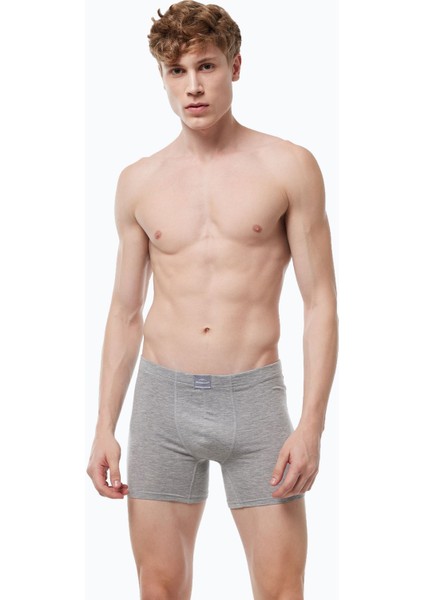 Erkek Gri Premium Collection Modal Uzun Boxer 250