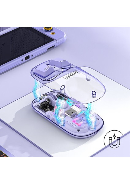 KM16 1600 Dpı Sessiz Transparan Yapılı Rgb Kablosuz Ofis Mouse