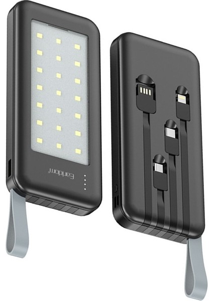 PB48 10.000 Mah 10W LED Işıklı 3in1 Dahili Kablolu Powerbank