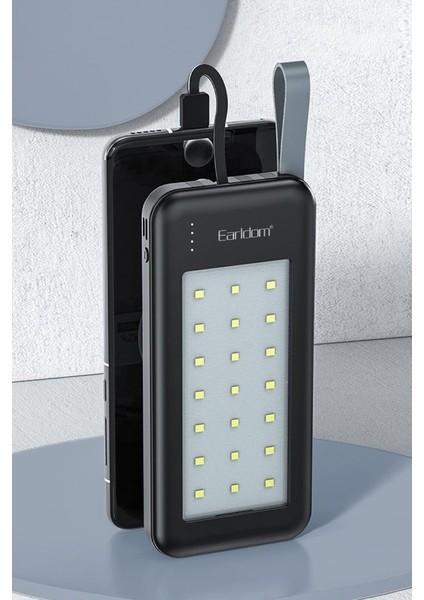 PB48 10.000 Mah 10W LED Işıklı 3in1 Dahili Kablolu Powerbank