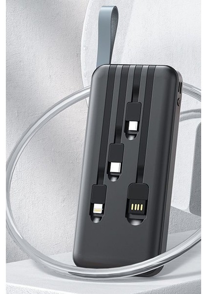PB48 10.000 Mah 10W LED Işıklı 3in1 Dahili Kablolu Powerbank