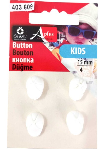Şapka Şekilli Beyaz Renkli 4 Adet 15 mm Bebek Düğme, Çocuk Düğme, Gömlek Kazak Yelek Düğmesi 403 627