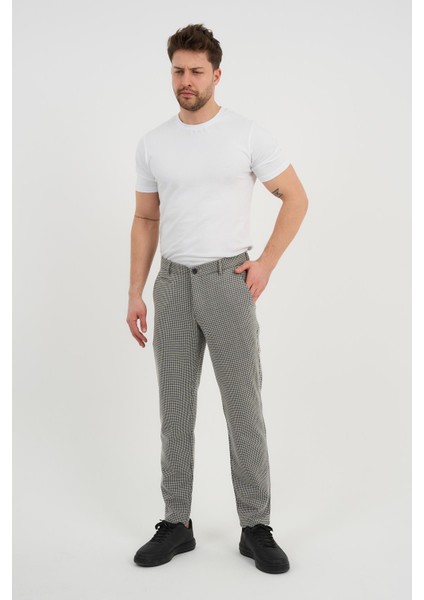 Ekoselı Erkek Pantolon Siyah-Beyaz (ERK56013)