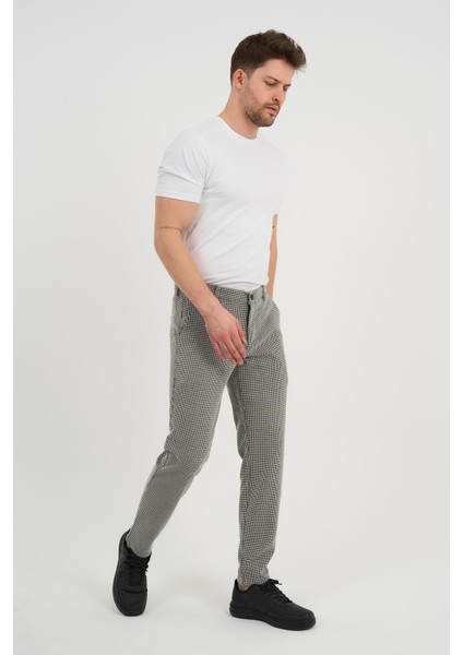 Ekoselı Erkek Pantolon Siyah-Beyaz (ERK56013)
