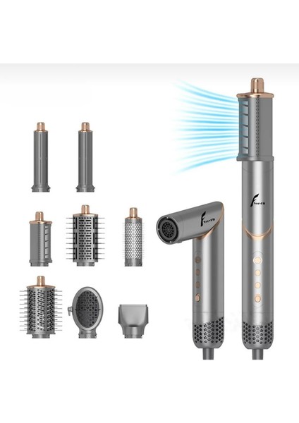 8 In 1 Hava Üflemeli Saç Düzleştirici Şekillendirici Compact Saç Kurutma Fön Makinesi Airwrap