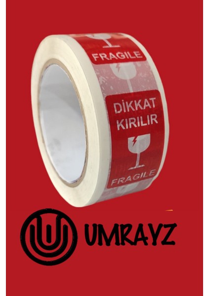 6 Adet Dikkat Kırılır Etiketli Bant 45 mm x 100 m Hotmelt Koli Bandı