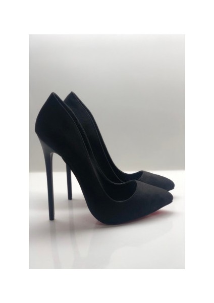 Siyah Süet Stiletto Topuklu Ayakkabı