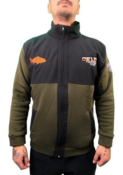 Fisherman Balık Nakışlı Fermuarlı Sweatshirt