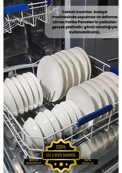 Şems 24 Parça 6 Kişilik Platin Yaldız Porselen Yemek Takımı indirimleri