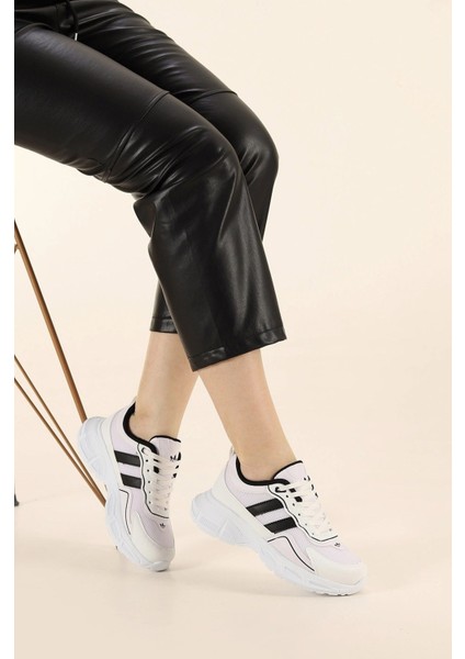 Kadın Yüksek Taban 4 cm Yazlık Fileli Hafif Rahat Taban Sneaker Kalın Taban Spor Ayakkabı