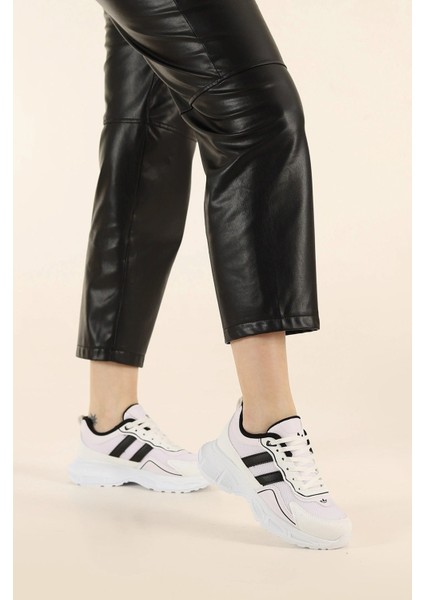 Kadın Yüksek Taban 4 cm Yazlık Fileli Hafif Rahat Taban Sneaker Kalın Taban Spor Ayakkabı
