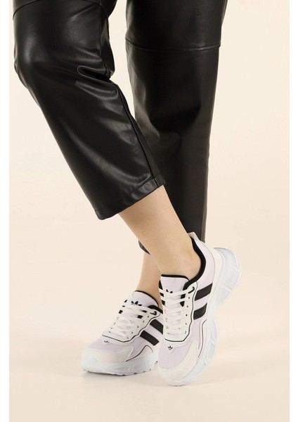 Kadın Yüksek Taban 4 cm Yazlık Fileli Hafif Rahat Taban Sneaker Kalın Taban Spor Ayakkabı