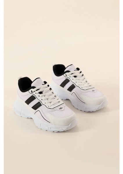 Kadın Yüksek Taban 4 cm Yazlık Fileli Hafif Rahat Taban Sneaker Kalın Taban Spor Ayakkabı