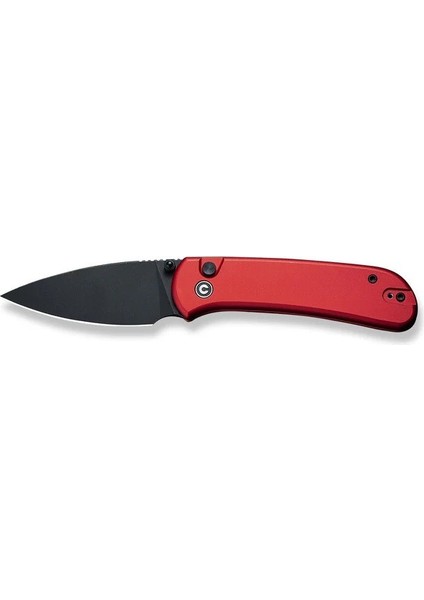 Qubit Button Lock & Thumb Stud Knife Red Aluminum Handle Çakı