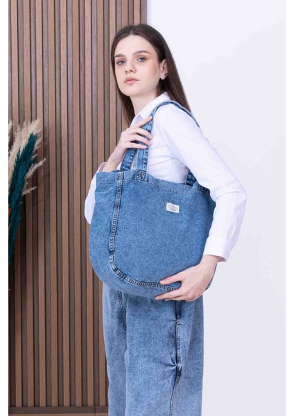 Yıkamalı Kot Denim Omuz Çantası
