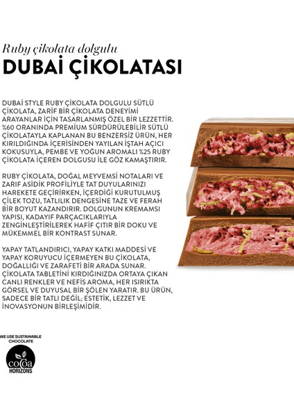 Özel Tasarım Juva Ruby Çikolata ve Kadayıflı Dubai Çikolatası 100G
