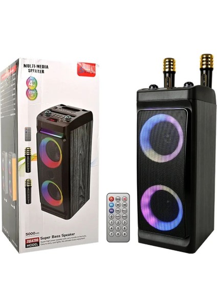 2 Adet Kablosuz Mikrofon Karaoke 25WX2 Çift Hoparlörlü 50DB Kumanda Stereo Bt Hoparlör 245X196X500MM