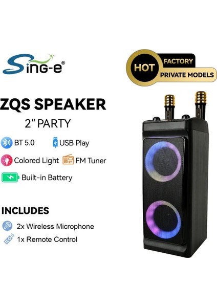 2 Adet Kablosuz Mikrofon Karaoke 25WX2 Çift Hoparlörlü 50DB Kumanda Stereo Bt Hoparlör 245X196X500MM