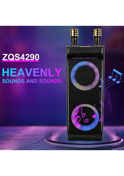 2 Adet Kablosuz Mikrofon Karaoke 25WX2 Çift Hoparlörlü 50DB Kumanda Stereo Bt Hoparlör 245X196X500MM