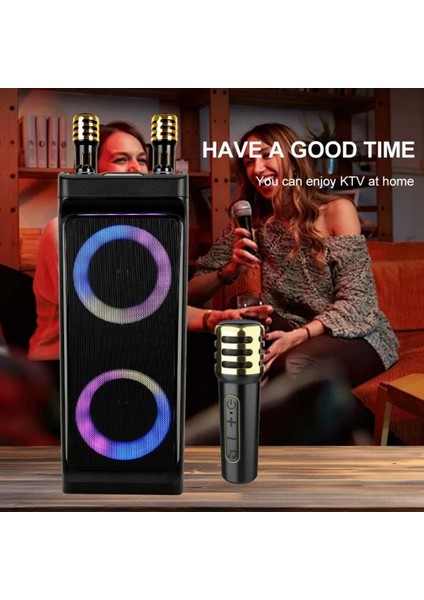 2 Adet Kablosuz Mikrofon Karaoke 25WX2 Çift Hoparlörlü 50DB Kumanda Stereo Bt Hoparlör 245X196X500MM