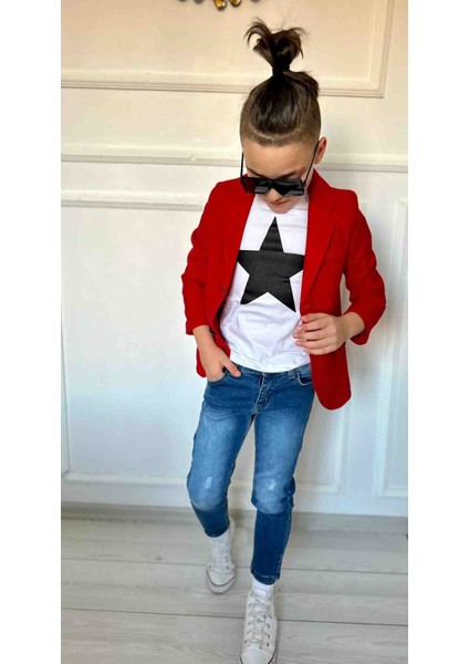 Erkek Çocuk Ceket Kot Pantalon ve Tişört Takım Kombın Bayramlık fırsatları