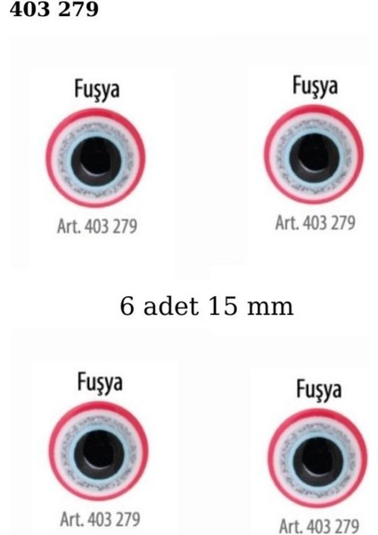 Fuşya Renk Nazar Boncuklu Simli 6 Adet 15 mm Bebek Düğme, Bebek Kazak, Yelek, Gömlek Düğmesi 403 279