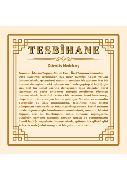 925 Ayar Gümüş Püsküllü Gümüş Üç Şerefeli Nakkaş İmameli Süzme Turkuaz Ateş Kehribar Tesbih