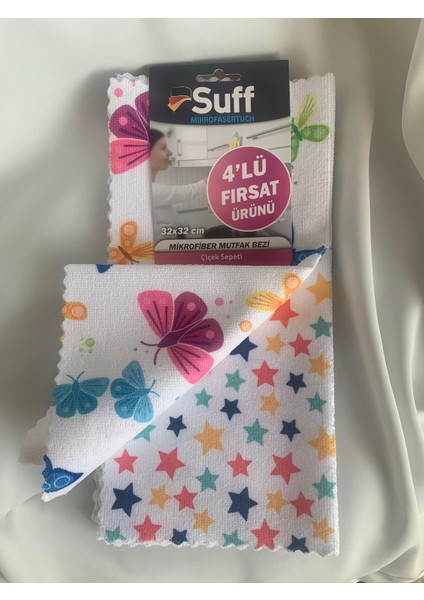 Çiçek Sepeti Mikrofiber 4lü Mutfak Bezi 32X32 - Karışıkmodelli -Dörtlü Mutfak Bezi -1ADET Dörtlü Set modelleri