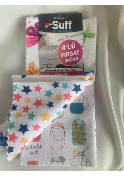 Çiçek Sepeti Mikrofiber 4lü Mutfak Bezi 32X32 - Karışıkmodelli -Dörtlü Mutfak Bezi -1ADET Dörtlü Set fırsatları