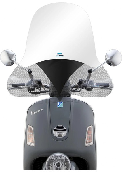 Vespa Gtv Ön Cam Uzun Boy *şeffaf - Siyah Desenli* (2006-2022) / Cuppını
