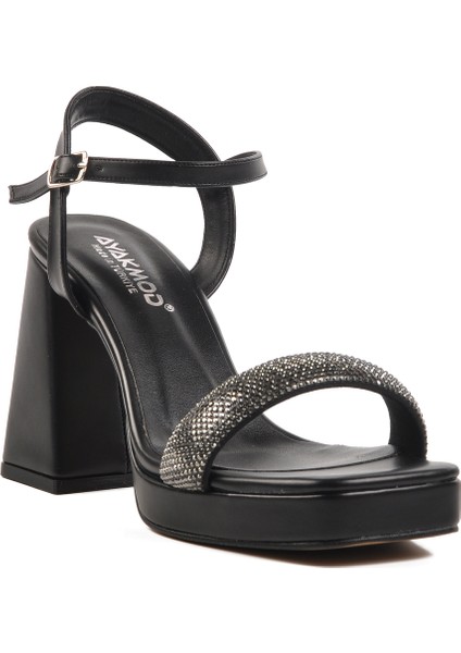 Siyah Kadın Topuklu Sandalet