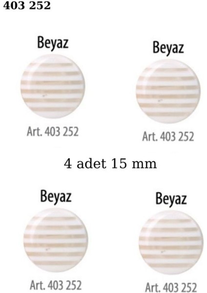 Çizgili Beyaz 4 Adet 15 mm Bebek Düğme, Çocuk Düğme 403 252