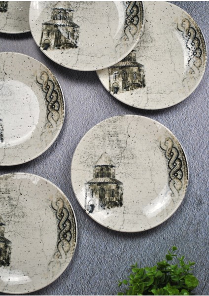 6'Lı Porselen Mezopotamya Servis Tabağı 23 Cm- Tatlı Pasta Sunum fiyatları