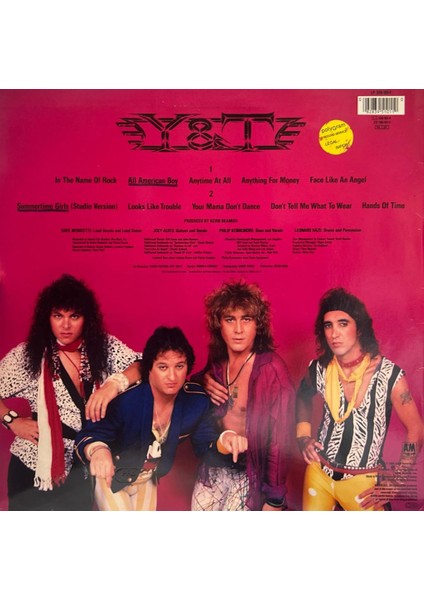 Y & T – Down For The Count 1985 Baskı Lp