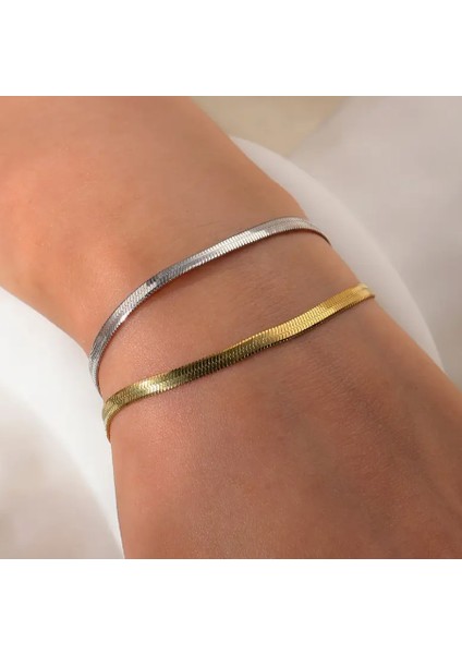 Gold-Gümüş 2 Adet Ezme Model Unisex Arkadaş Çift Sevgili Bileklik