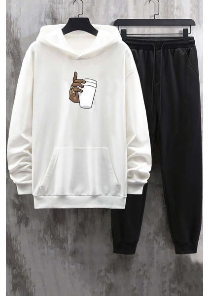 Uygun Tarz Unisex Tupac Coffee Baskılı Eşofman Takımı